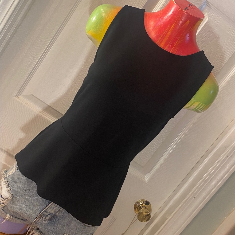 LOFT Black Peplum Sleeveless Blouse